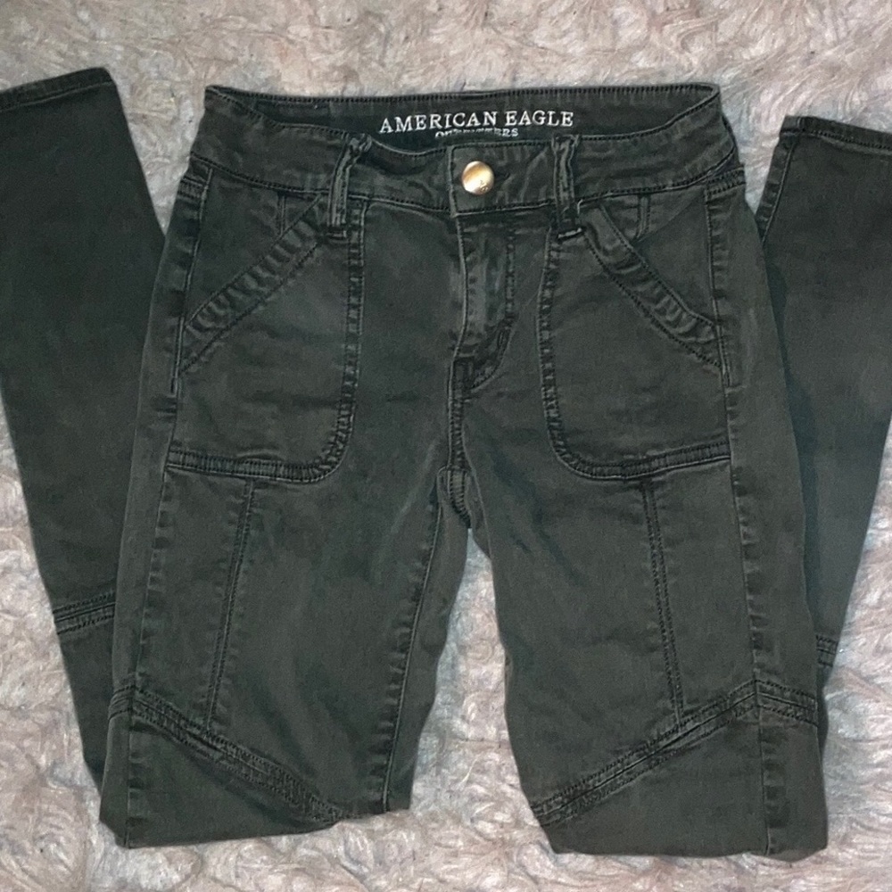 American Eagle Green “Cargo” Jeggings